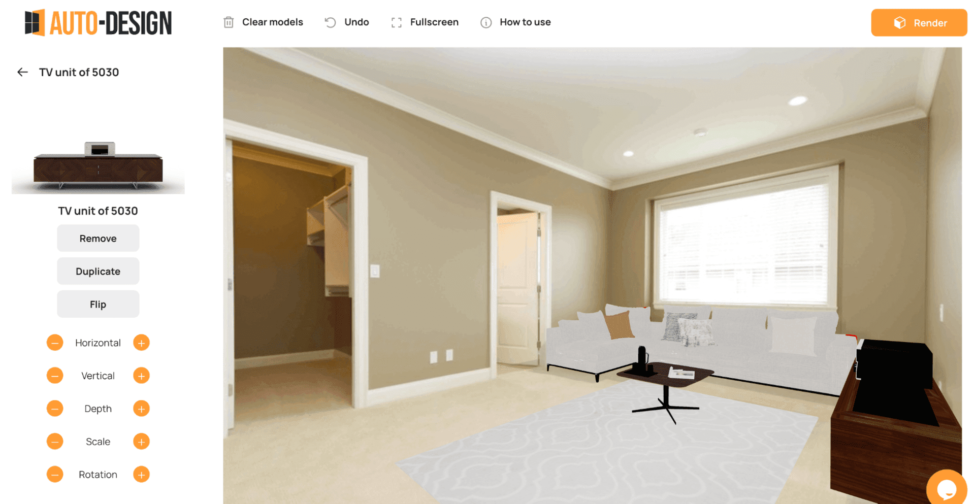 2) Auto Design home staging virtuel