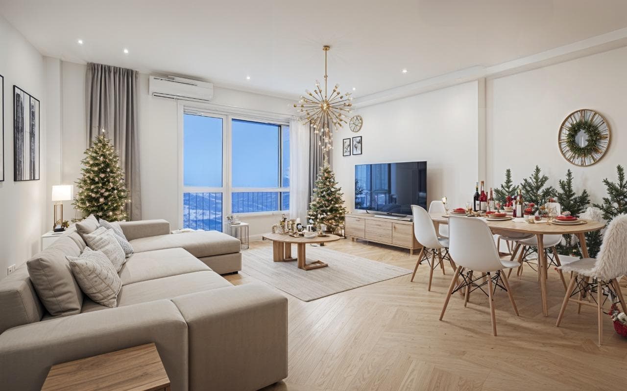 Salon décoré Noël par IA