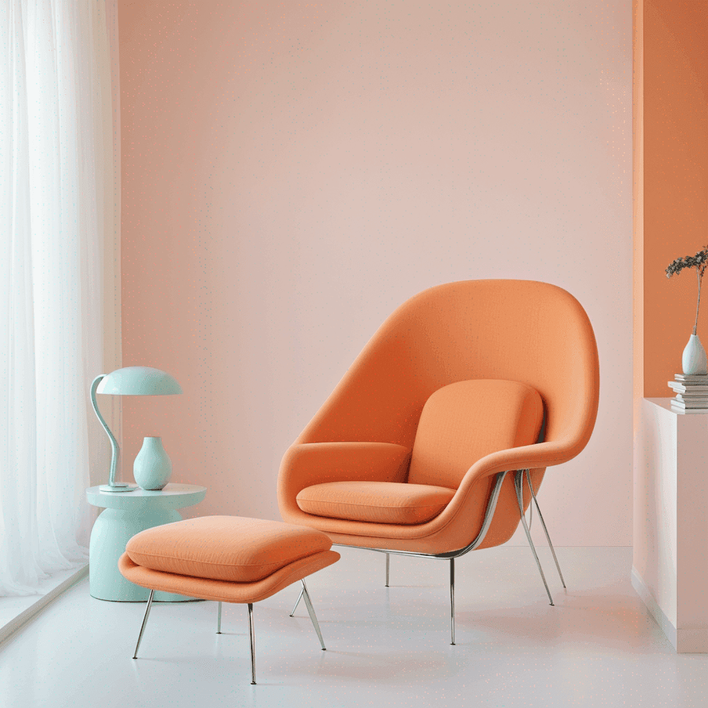 Génération IA chaise orange futuriste